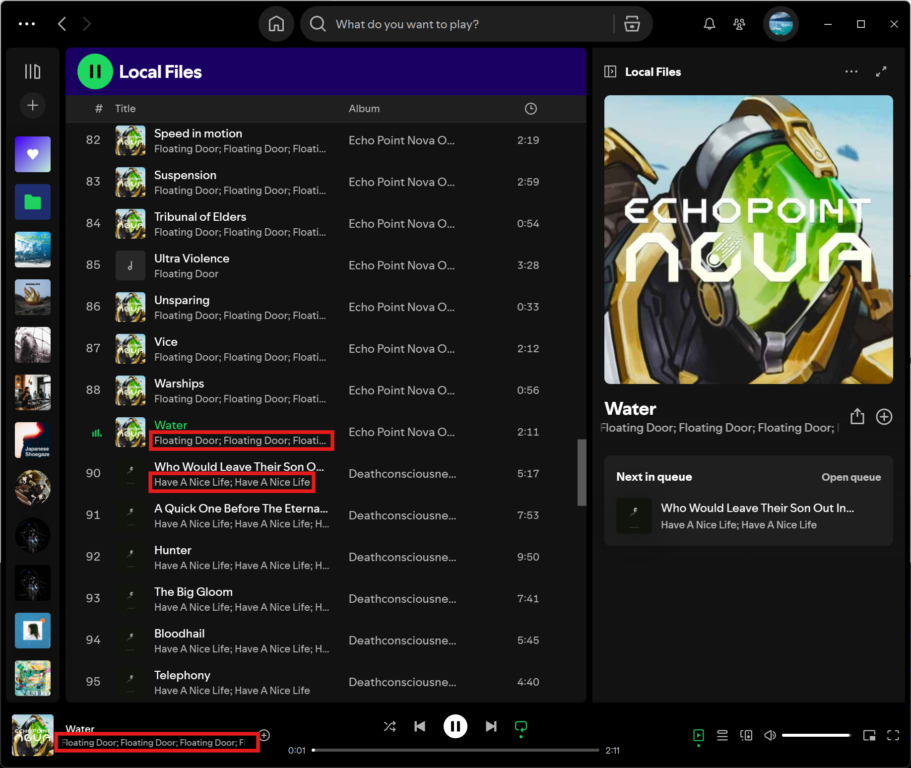 Screenshot of Spotify
